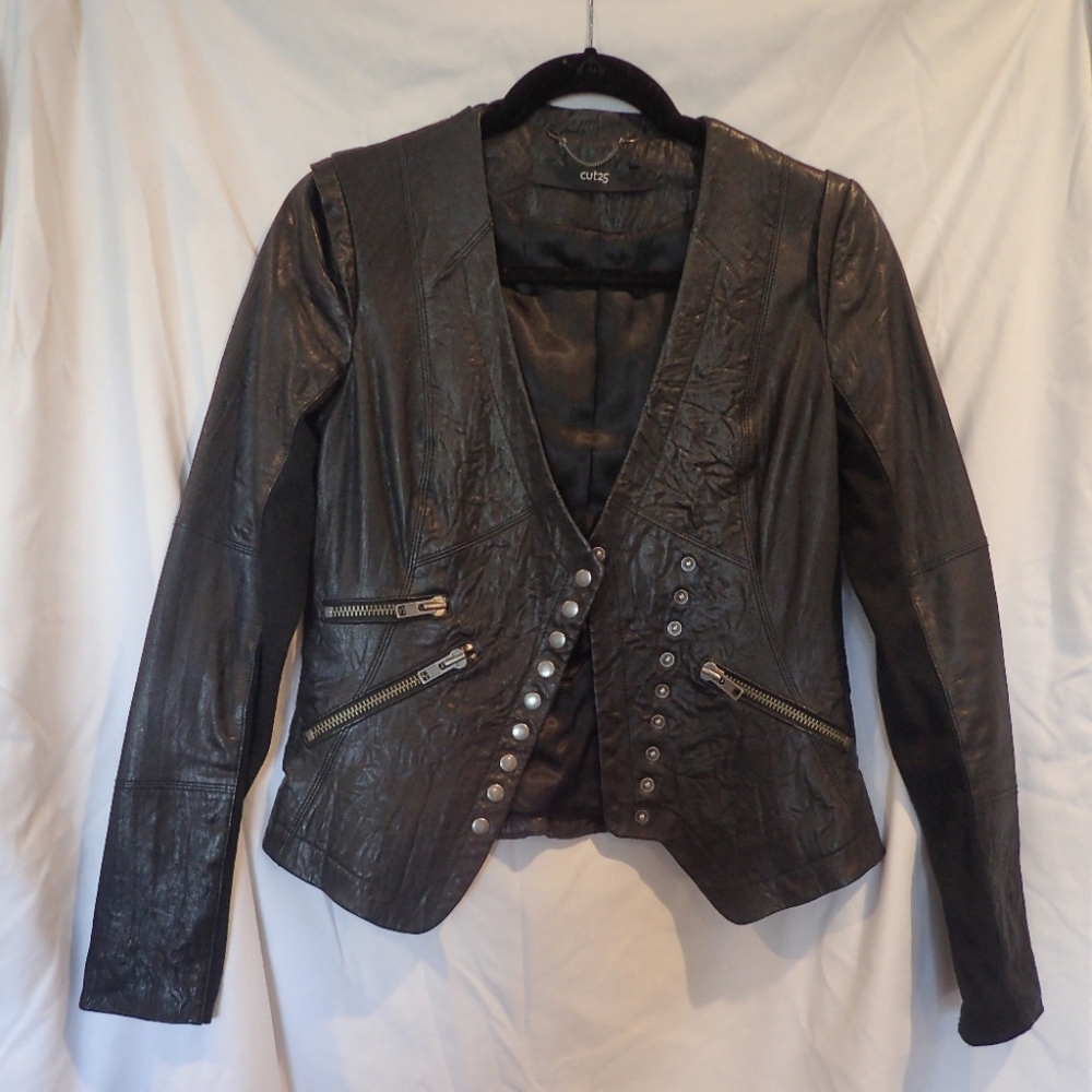 Yigal Azrouel Cut25 black leather jacket - Size 2